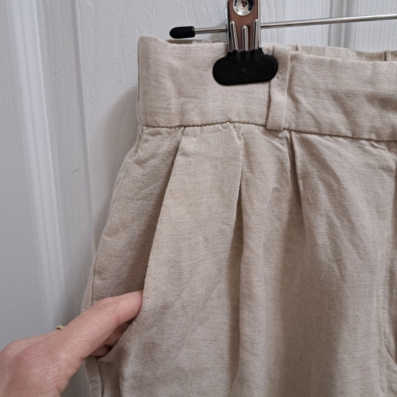 H&M Cream Pants Womens Size 8 Linen Blend Trousers Pleated Lightweight Neutral - Picture 4 of 12